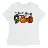 White boo halloween Ladies Tee - CowhideDigitalArt