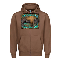 Chestnut bison with gemstone background Zipper Hoodie - RanaPortraitStore