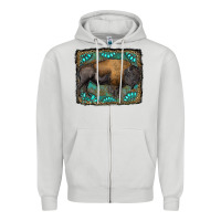 Dove Grey bison with gemstone background Zipper Hoodie - RanaPortraitStore