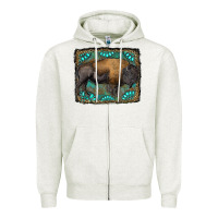 Bison With Gemstone Background Zipper Hoodie | Teevron