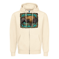 Sandshell bison with gemstone background Zipper Hoodie - RanaPortraitStore
