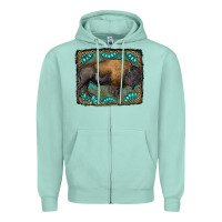 Seafoam bison with gemstone background Zipper Hoodie - RanaPortraitStore