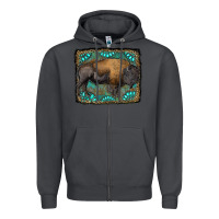 Smoke bison with gemstone background Zipper Hoodie - RanaPortraitStore