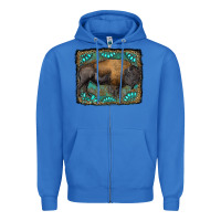 True Royal bison with gemstone background Zipper Hoodie - RanaPortraitStore