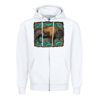 White bison with gemstone background Zipper Hoodie - RanaPortraitStore