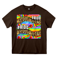 Chocolate Brown Pride lgbtq leopard with love and rainbow seamless Heavy Core Tee - BundleAndBundleShop