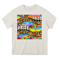 Cream Pride lgbtq leopard with love and rainbow seamless Heavy Core Tee - BundleAndBundleShop