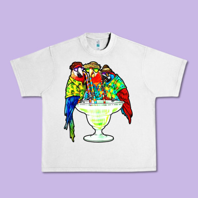 Parrots Drinking Margarita Hawaiian Urban Heavy Tee Designed By Artisfamous