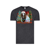 Vintage Black merry Christmas goat Vintage Tee - CowhideDigitalArt