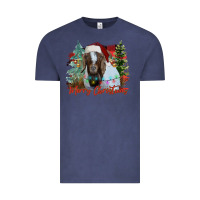 Vintage Denim merry Christmas goat Vintage Tee - CowhideDigitalArt