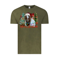 Vintage Olive merry Christmas goat Vintage Tee - CowhideDigitalArt