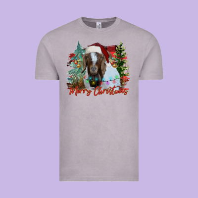 Merry Christmas Goat Vintage Tee Designed By Cowhidedigitalart