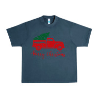 Midnight Navy vintage red truck with christmas Urban Heavy Tee - artisFamous