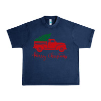 Navy vintage red truck with christmas Urban Heavy Tee - artisFamous