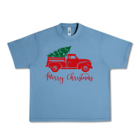 Pebble Blue vintage red truck with christmas Urban Heavy Tee - artisFamous