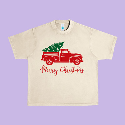 Vintage Red Truck With Christmas Urban Heavy Tee Designed By Artisfamous