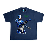 Navy 8bit robocop Urban Heavy Tee - artisFamous
