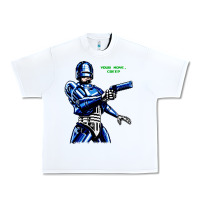 White 8bit robocop Urban Heavy Tee - artisFamous