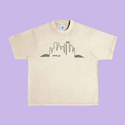 Pittsburgh Skyline City Urban Heavy Tee Designed By Artisfamous