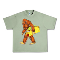 Oil Green bigfoot carrying taco Urban Heavy Tee - artisFamous