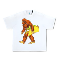 White bigfoot carrying taco Urban Heavy Tee - artisFamous