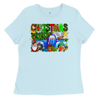 Baby Blue christmas truck Ladies Tee - SublimationCraftShop