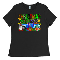 Black christmas truck Ladies Tee - SublimationCraftShop