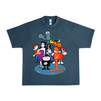Midnight Navy rocky & bullwinkle and friends Urban Heavy Tee - artisFamous