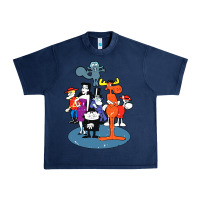 Navy rocky & bullwinkle and friends Urban Heavy Tee - artisFamous