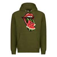 Army Green Watermelon Tongue Premium Hoodie - Jasminsmagicworld