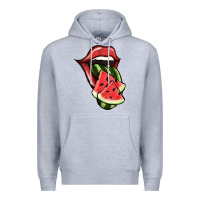 Heather Grey Watermelon Tongue Premium Hoodie - Jasminsmagicworld