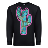 Black Western Turquoise Cactus Premium Sweatshirt - RanaPortraitStore