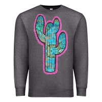 Charcoal Heather Western Turquoise Cactus Premium Sweatshirt - RanaPortraitStore