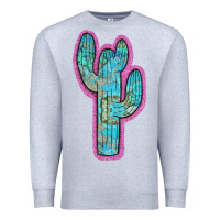 Heather Grey Western Turquoise Cactus Premium Sweatshirt - RanaPortraitStore