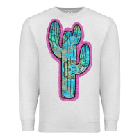 Oatmeal Heather Western Turquoise Cactus Premium Sweatshirt - RanaPortraitStore