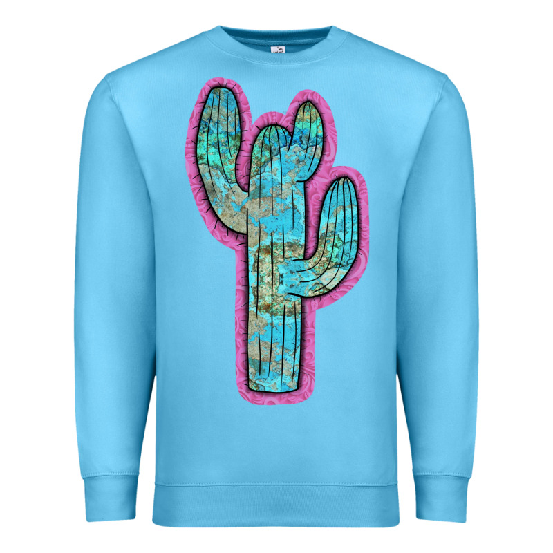 Western Turquoise Cactus Premium Sweatshirt by RanaPortraitStore | Teevron