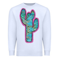 White Western Turquoise Cactus Premium Sweatshirt - RanaPortraitStore