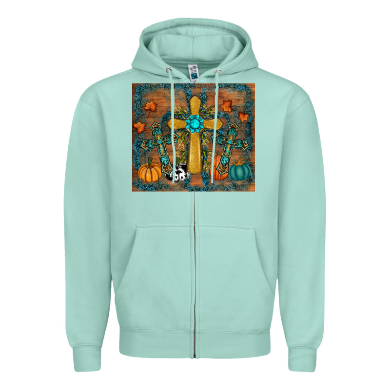 Fall Cross Tumbler Zipper Hoodie by RanaPortraitStore | Teevron