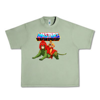 Oil Green he man and battle cat Urban Heavy Tee - artisFamous