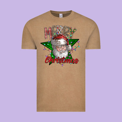 Festive Santa Claus Greeting Vintage Tee Designed By Cowhidedigitalart
