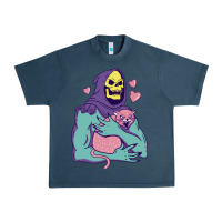 Midnight Navy skeletor's hug cat Urban Heavy Tee - artisFamous