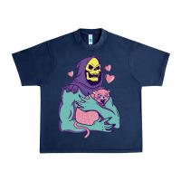 Navy skeletor's hug cat Urban Heavy Tee - artisFamous