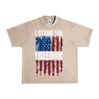 French Oak I STAND FOR FREEDOM WITH A DISTRESSED AMERICAN FLAG Urban Heavy Tee - artisFamous