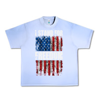 Grape Ice I STAND FOR FREEDOM WITH A DISTRESSED AMERICAN FLAG Urban Heavy Tee - artisFamous