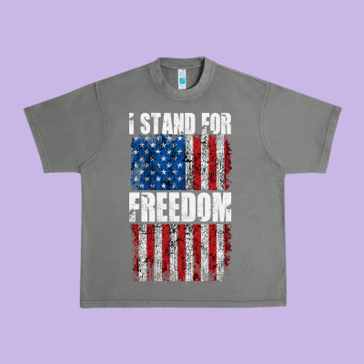 I Stand For Freedom With A Distressed American Flag Urban Heavy Tee Designed By Artisfamous