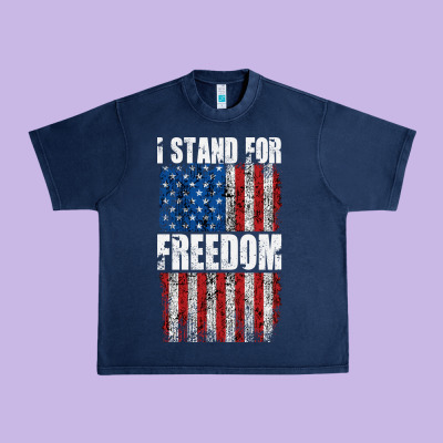 I Stand For Freedom With A Distressed American Flag Urban Heavy Tee Designed By Artisfamous