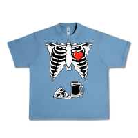 Pebble Blue dad skeleton halloween beer pizza Urban Heavy Tee - artisFamous
