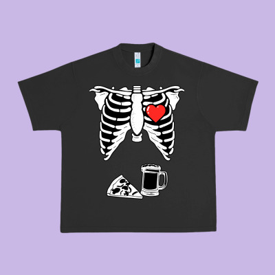 Dad Skeleton Halloween Beer Pizza Urban Heavy Tee Designed By Artisfamous