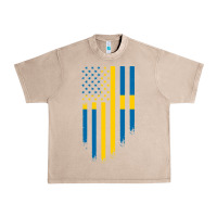 French Oak Sweden Swedish Roots American Flag | Canadian Roots Urban Heavy Tee - artisFamous