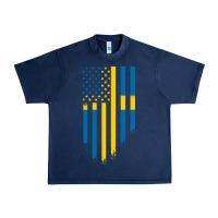 Navy Sweden Swedish Roots American Flag | Canadian Roots Urban Heavy Tee - artisFamous